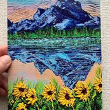 Sunflower Mountain Landscape PRINT | Beautiful Wall Art Decor | Colorful Vibrant Modern Artwork Nature Lovers | Stationary, Postcards, Cards