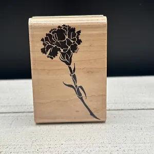 Wooden Rubber Stamp Mostly Animals 343-S6 Stemmed Carnation Flower Floral