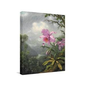 Martin Johnson Heade - Hummingbird Perched on the Orchid Plant Canvas Art, Flower Art, Bird Print, Famous Painting, Reproduction Canvas Art