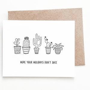 Funny Christmas Card for Plant Lover, Cactus Holiday Card Pun