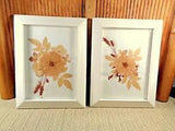 2 Pressed Flowers Framed Wall or Shelf Art / Wild Rose / 8 1/4" x 6 1/4"