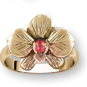 Orchid Jewelry 14k Rose Gold Handmade Orchid Flower Birthstone Ring  OR5-SRG