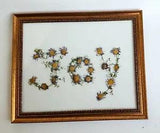 Framed Dried Wild Flower JOY on Canvas Gift for Her, Home and Office Decor
