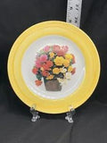 Basket of Flowers Carnations Yellow Rim 7.5" Decorative Collector Plate