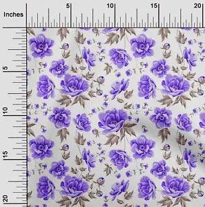 oneOone Cotton Poplin Fabric Leaves & Peony Floral Decor Fabric-TW4