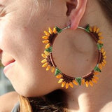 Macram?? earring - Several sunflowers