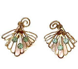 Flower Screw Back Earrings Orchid Lily Blue Rhinestone Gold Tone Vintage