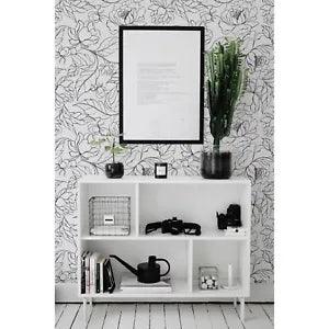 Peony Renters Floral Flower Mural Floral Black and White Self Adhesive Wall Mura
