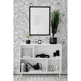 Peony Renters Floral Flower Mural Floral Black and White Self Adhesive Wall Mura