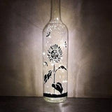 Sunflower - Wine Bottle Light, Fairy Light Bottle, Home Decor, Gift for Her, Birthday Gift, Housewarming Gift, Sunflower Art