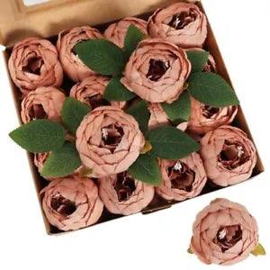 16pcs 3.5'' Big Peonies Artificial Flowers Vintage Fake Peonies Silk Flowers