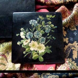 Original Victorian lacquered hankies box. Summer bouquet. 1890s