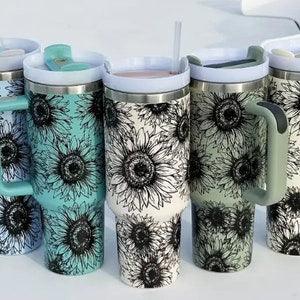 40oz Sunflower Tumbler, Sunflower tumbler, Stanley dupe, Stanley tumbler dupe, western tumbler, 40oz tumblers, tumblers, 40oz tumbler
