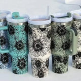 40oz Sunflower Tumbler, Sunflower tumbler, Stanley dupe, Stanley tumbler dupe, western tumbler, 40oz tumblers, tumblers, 40oz tumbler