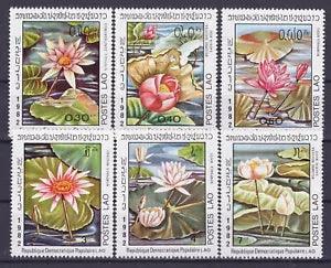 ZAYIX Laos 367-372 MNH Plants Flowers Water Lilies 1123S0006