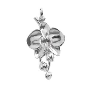 Sterling Silver Charm Moth Orchid .925 Phalaenopsis Flower Pendant