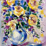 Yellow Rose Painting on canvas Flower Original Art Floral Wall Art Small Painting by Diana Grv