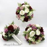 Wine, Dusty Rose, mauve  and  Ivory Wedding Bouquet, Bridal Bouquet, Bridesmaids Bouquets,  Wedding Flowers, Bouquets, Artificial flowers.