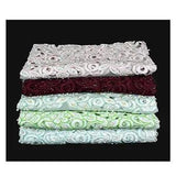 Lily White Blue Green Pink Burgundy Beaded Corded Embroidery Scalloped Fabric