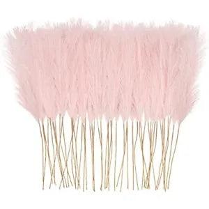 50pcs Pink Faux Pampas Grass Decor, 26" Short Artificial Pompous Grass Floral