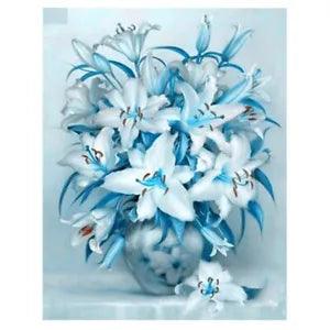 5D Diamond Painting Blue Lily Flower Cross Stitch Mosaic Rhinestones Home Decors