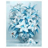 5D Diamond Painting Blue Lily Flower Cross Stitch Mosaic Rhinestones Home Decors