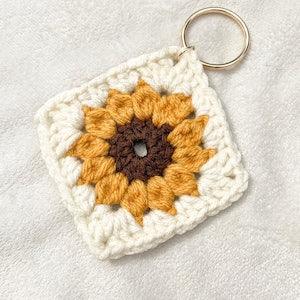 Sunflower Granny Square Keychain