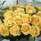 20pcs Yellow Real Touch Roses Latex Silk Flower Realistic Wedding Flowers for Wedding Ceremony Reception Decor Cake Topper Flowers