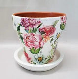Made to Order,Handmade Decoupage Indoor Terra Cotta Flowerpot, Blush Peony 4.25"