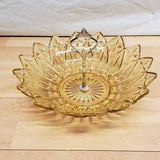 Indiana Glass Amber Serving Bowl, Sunflower Design, with Serving Handle, New