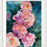 Pink Peonies Bouquet Watercolour, Garden Flowers Art, Blooming Plant, A3 Original Painting, Chinese Peony Decor, Gift For Flower Lover