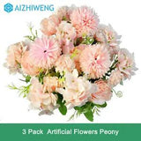 Fake Peony Hydrangea Silk Flowers Artificial Flowers Arrangements Floral 3 Pack