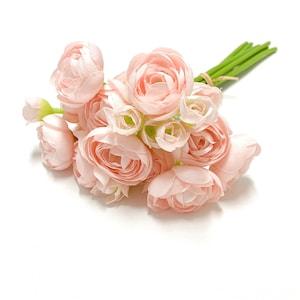 PINK Artificial Mini Ranunculus Bush - Artificial Flowers, Silk Flowers, Flower Crown, Wedding Centerpiece, Corsage, Boutonniere, Wreath