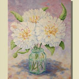 Floral paintings on canvas original, Botanical artwork, Peony bouquet, White peonies, Peony flower painting, Palette knife abstract