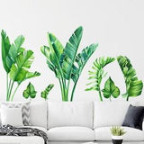 tropical green Monstera leaf wall sticker leaves wall sticker,greenery natural botany mural, living room wall decor ,peel stick plant decal