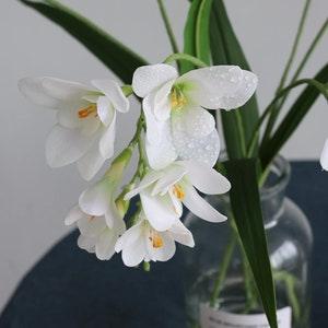 25" realistic orchid artificial orchid flowers artificial flowers table decorated real touch orchid stem with leaves white orchid