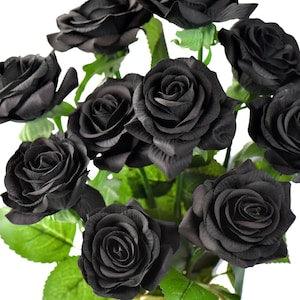 Black Real Touch Roses Silk Artificial Flowers ??Petals Feel and Look like Fresh Roses' 10 Stems - FiveSeasonStuff Floral