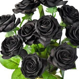 Black Real Touch Roses Silk Artificial Flowers ??Petals Feel and Look like Fresh Roses' 10 Stems - FiveSeasonStuff Floral