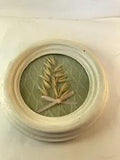 Vintage Homemade Art sm Round Frame With Dried Flowers On  Vtg Material