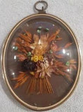 Cideart Vintage Belgium Wall Art Dried Flowers Domed Glass Bubble Art Autumn