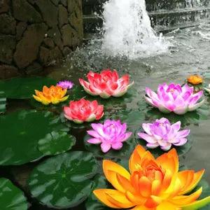 Artificial EVA Fake Lotus-Leaf Flower Water Lily Floating Pool Plant Decor 18cm#