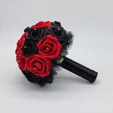 Red And Black Bouquet, Gothic Bouquet, Bridesmaid Bouquet, or Toss Bouquet, Corsages and Boutonnieres, Halloween, Custom Colors Available