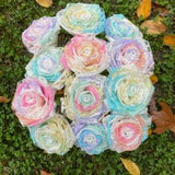 Opal Lace Roses with Stems, Lace Flower Bouquet, Lace Flowers, Lace Roses, 13th Wedding Anniversary Gift, Lace Gift for Her, Thirteenth