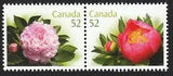 PEONIES = PEONY = Se-tenant pair from Souvenir Sheet Canada 2008 #2260i MNH