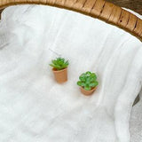 Miniature Potted Plants Charm Dangle Earrings, Stainless Steel Ear Wire