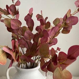 Faux Eucalyptus Leaf Stem - High Quality Artificial Plant / DIY Greenery / Wedding / Decoration / Light Brown