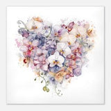 Orchid heart art print of a watercolor, watercolor wall decor, poster, flowering plants