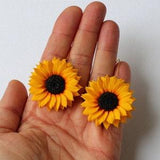 Sunflower earrings yellow flower earrings polymer clay jewelry gift for her wedding jewelry sunflower jewelry bridesmaid jewelry sunflower