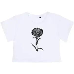 'Carnation Flower Silhouette' Women's Cotton Crop Tops (CO038506)
