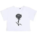 'Carnation Flower Silhouette' Women's Cotton Crop Tops (CO038506)